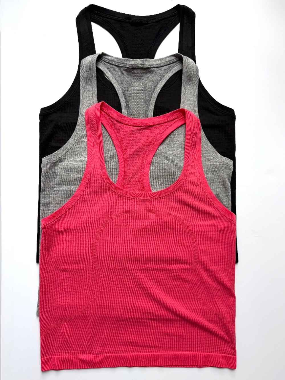 Lululemon Swiftly Tech Racerback Tank Waist Length BLACK GREY PINK Size 6 multi